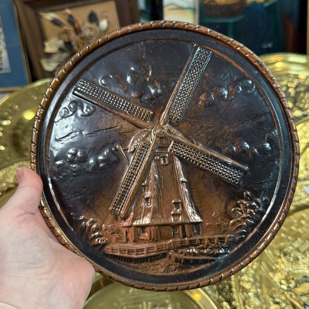Vintage Copper Windmill Wall Decor